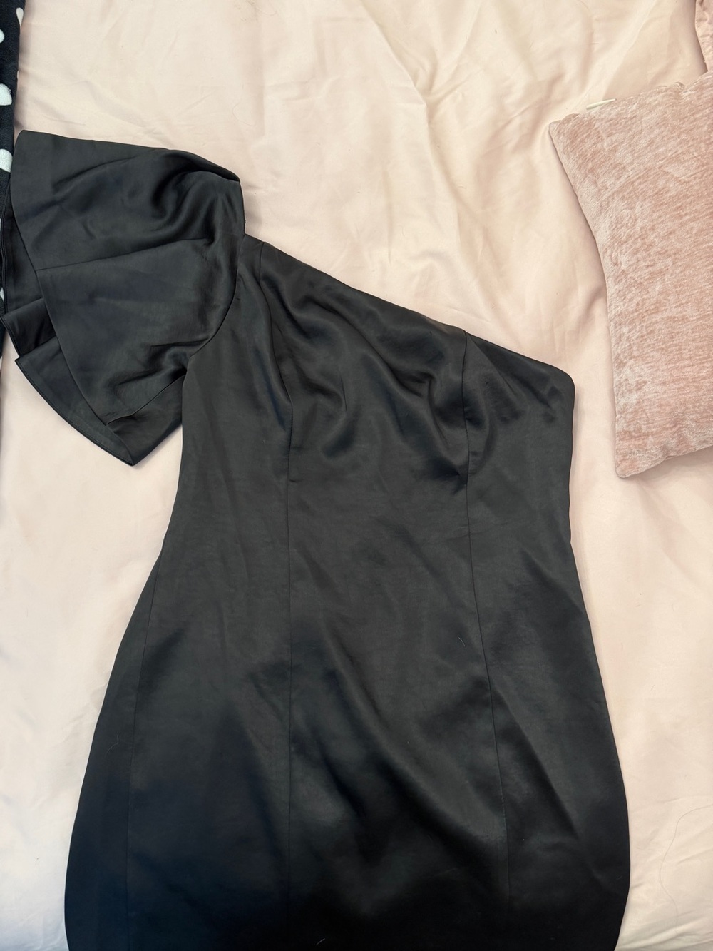 Free People One-Shoulder Black Dress with Ruffle Sleeve